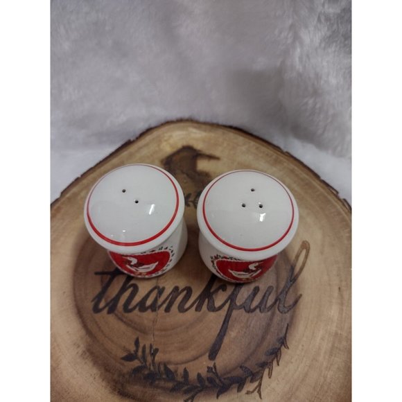 Vtg Treasure Craft Christmas Geese Ribbon Salt Pepper Shaker Set 1987 Replace - Picture 2 of 5